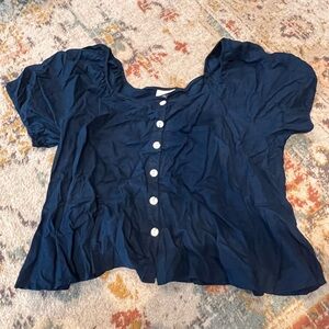 Blue flowy blouse